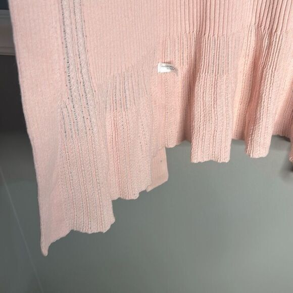 Express baby pink long knit cardigan sweater open front‎ tie waist layering - Picture 4 of 8
